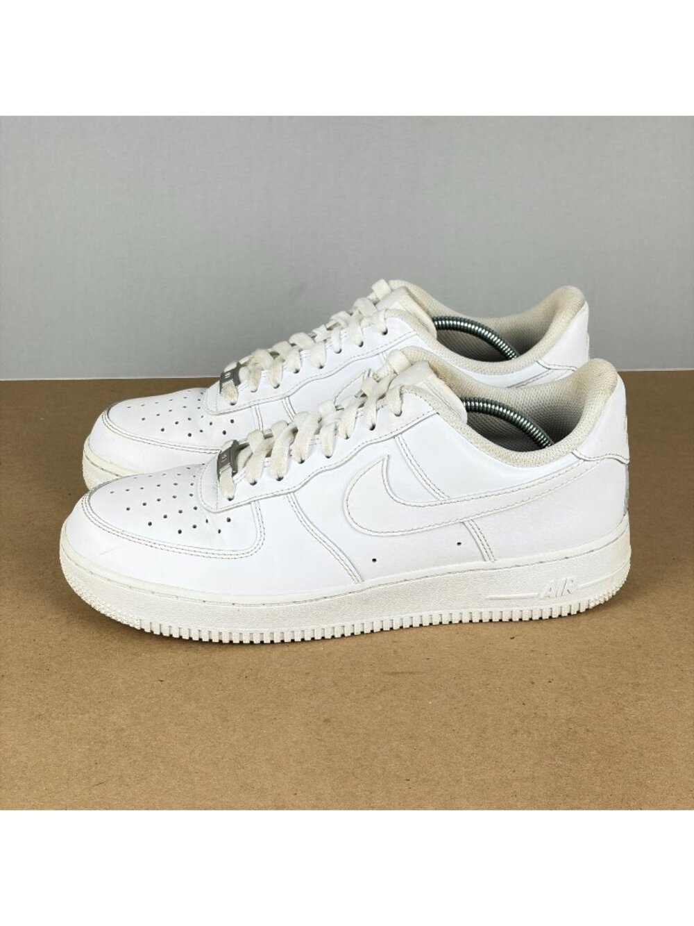 Nike Air Force 1 Low Triple White Athletic Shoes Womens 10 Leather Lace Up